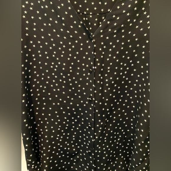 MADEWELL | Silk Star Print Blouse Black White | Size Small - Picture 6 of 9